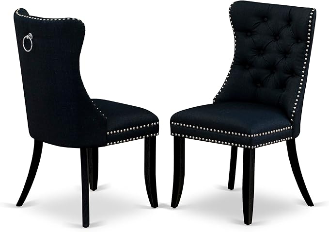 East West Furniture LGDA5-BLK-24 5 Piece Kitchen Table Set Contains a Rectangle Dining Table with Butterfly Leaf and 4 Polyester Fabric Upholstered Chairs, 42x84 Inch, Black