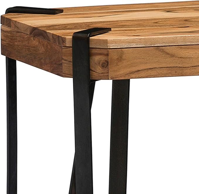 Ryegate 3-Tier End Table with Storage “ Live Edge Solid Acacia Wood Side Table with Industrial Metal Frame and 2 Open Lower Shelves for Living Room, Bedroom, Entryway by Alaterre Furniture