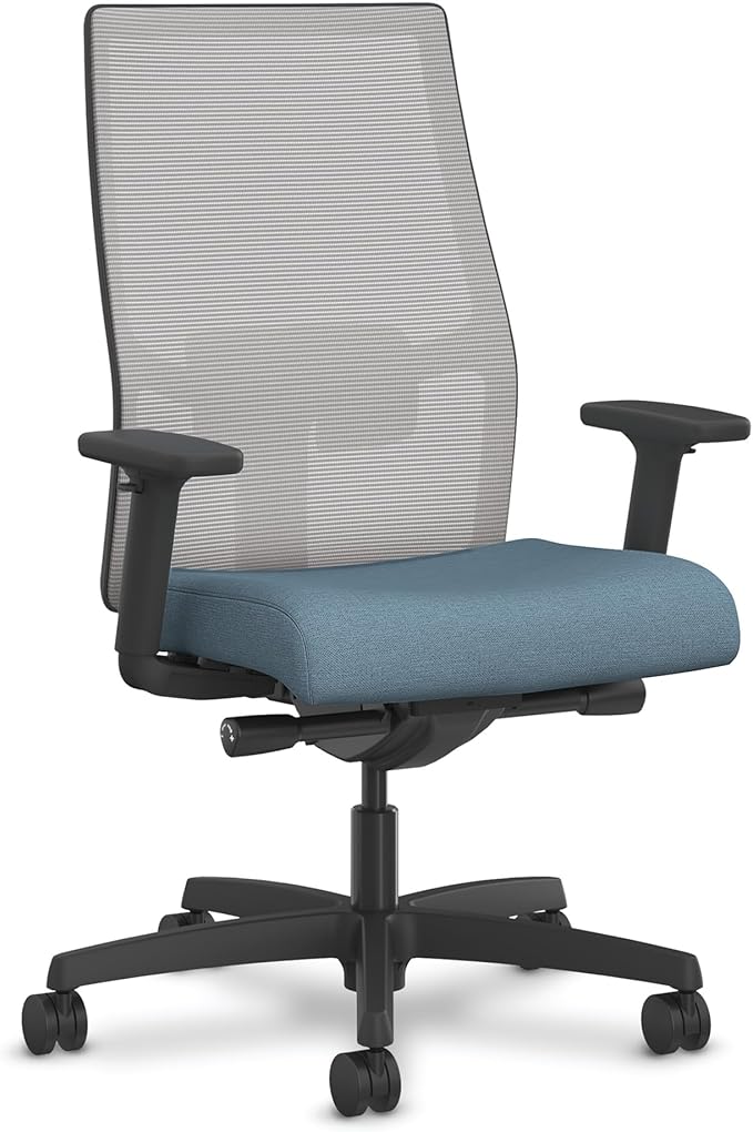 HON Ignition 2.0 Ergonomic Office Chair, Adjustable Tilt, Swivel Wheels, Comfy for Long Hours, Home Office Desk Chairs, Blue