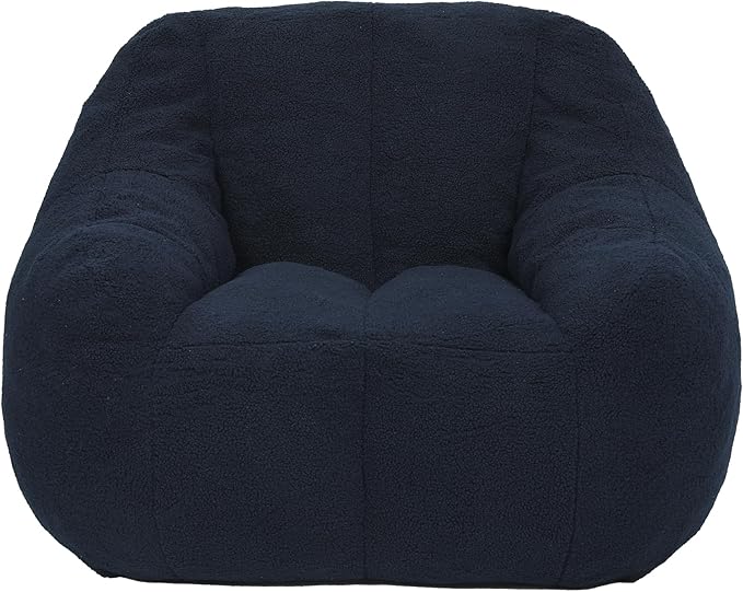 Furniliving Bean Bag Chair, Oversized Bean Bag Couch for Adults Comfy Bean Bag Sofa with Back Support, Large Bean Bag Chair Lazy Sofa for Living Room Bedroom, DarkBlue, Teddy
