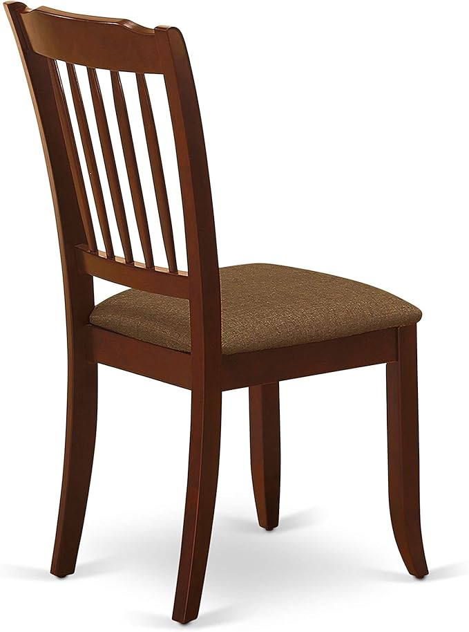 East West Furniture HBDA5-MAH-C 5 Piece Dinette Set for 4 Includes a Round Dining Room Table with Pedestal and 4 Linen Fabric Kitchen Dining Chairs, 42x42 Inch, Mahogany