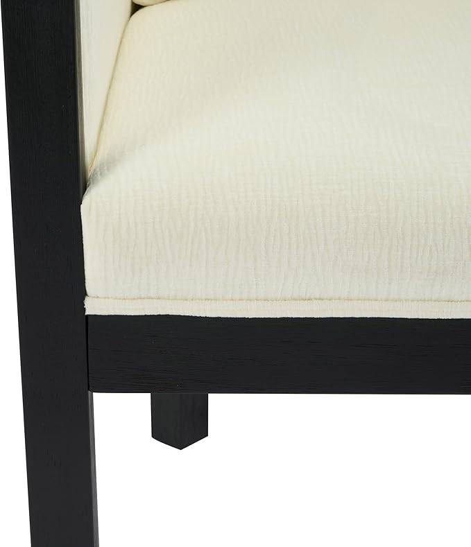 Christopher Knight Home Lucid Linen Upholstered Dining Chairs Set of 2, Rubber Wood Dining Room Chairs, Modern Armchair, Extra Seating for Dining Room, Versatile Indoor Furniture, White + Black