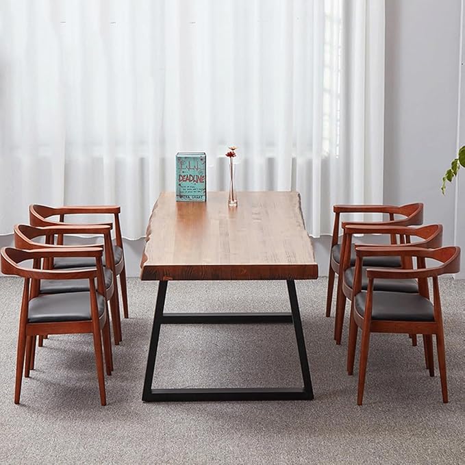 Pine Computer Desk, Modern Solid Wood Home Office Desk, Long Rural Farmhouse Pine Dining Table, Administrative Workstation Computer Desk, Suitable for Living Room and Dining Room (55inch)