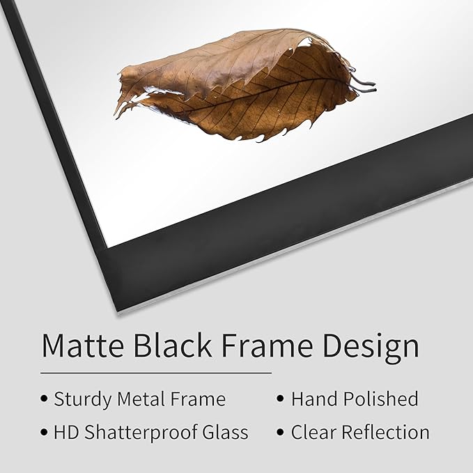 24x36 Inch Rectangle Bathroom Vanity Mirror for Wall Mounted Over Sink Farmhouse Rustic Matte Black Frame Barn Door Mirrors Foyer Entryway Decor