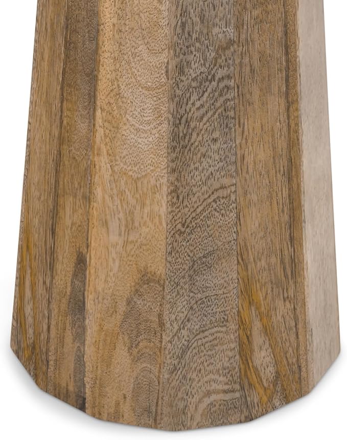 SIMPLIHOME Dayton Solid Mango Wood 13 Inch Wide Round Contemporary Wooden Accent Table in Natural, Fully Assembled, for The Living Room and Bedroom