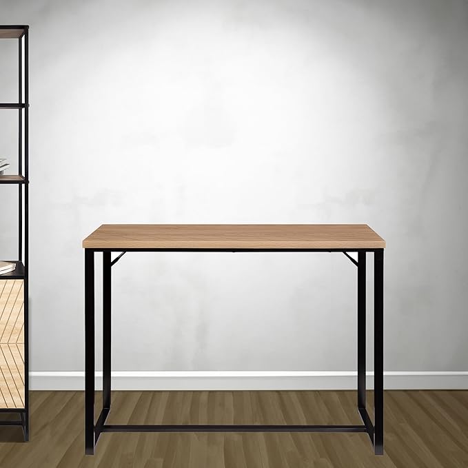 AC Pacific Bali Coastal Modern Narrow Console Table for Entryway, Hallway Decor, and Small Spaces, Compact Living Room Furniture with Natural Wood Top and Black Metal Legs, 39" Long