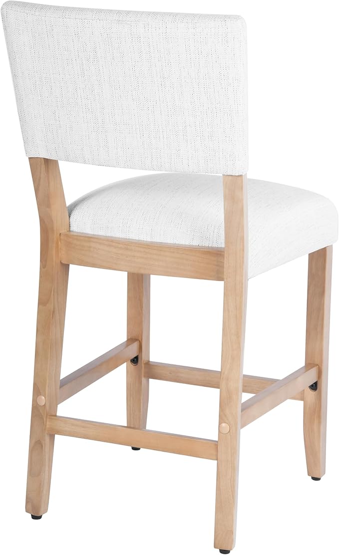 HomePop 24" Open Back Counter Stool Home Décor|Fabric Chairs for Dining Room, Kitchen and Living Room - Stain Resistant White Woven(Single Pack)