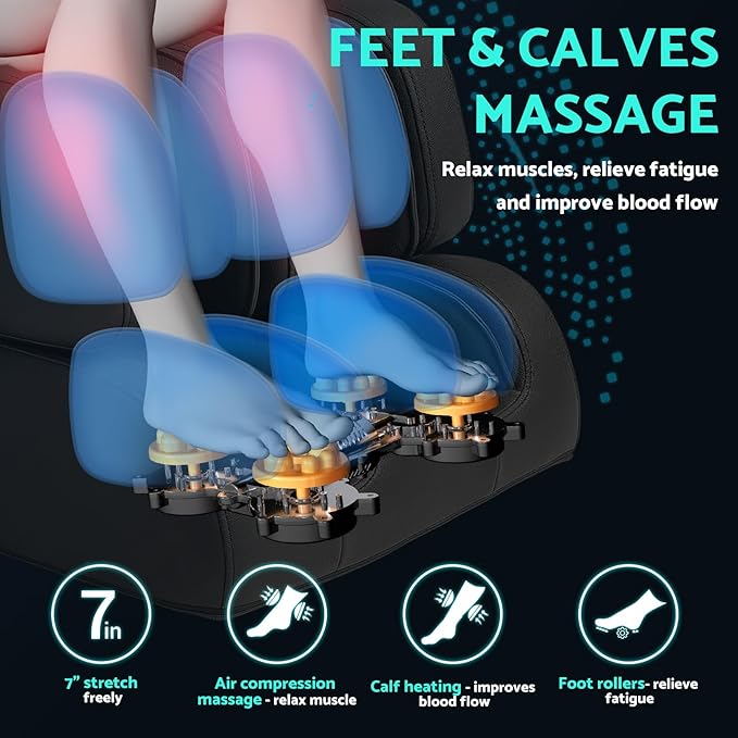 Massage Chair, Zero Gravity Full Body Massage Chair Extra Large Shiatsu Recliner w/ 14 Massage Points, Lumbar & Calf Heating, 20 Auto Modes, Air Compression, Bluetooth Speaker, Touch Screen Controller