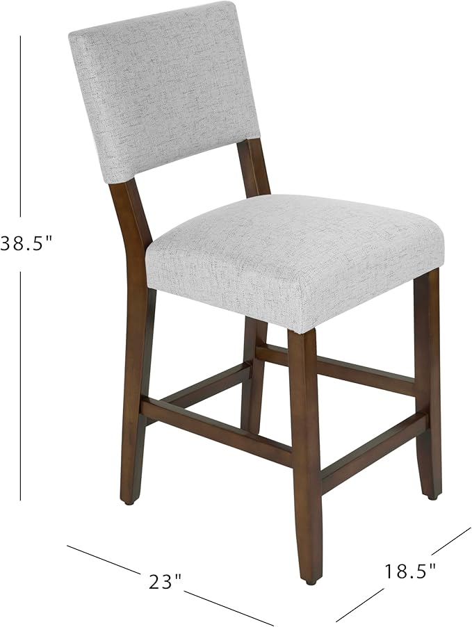 HomePop 24" Open Back Counter Stool Home Décor|Fabric Chairs for Dining Room, Kitchen and Living Room - Gray Woven(Single Pack)