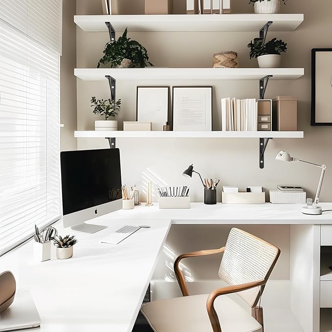 Kaboon White Table Top 23.62" D x 55" W, Solid One-Piece Desktop, Universal Wood Countertop, Reversible Laminate Top, Double Desks, L-Desk DIY, for Home and Commercial