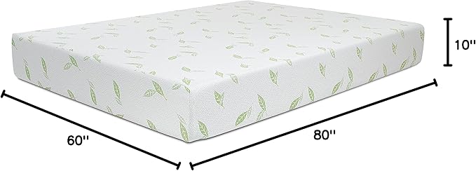 NapQueen Queen Size, 10 Inch Anula Green Tea Infused Memory Foam Mattress, Bed in a Box, CertiPUR-US Certified Mattress