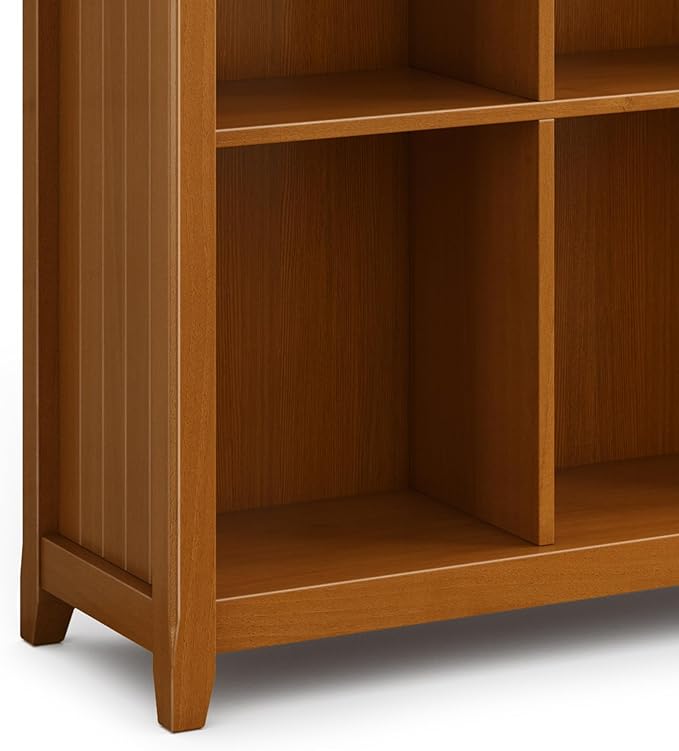 SIMPLIHOME Acadian Bookcase - 44 inch Tall 9-Cube Solid Wood Cube Organizer in Light Golden Brown, Transitional Bookcase Storage for Living Room, Study or Office with Fixed Shelves and Tapered Legs