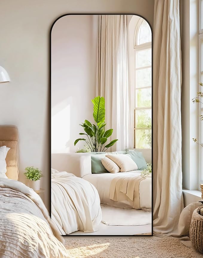 Delma Full Length Mirror, 65" x 30" Standing Large Floor Mirror with Aluminum Frame for Bedroom, Living Room,Bathroom