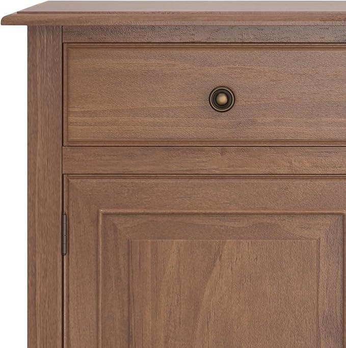 SIMPLIHOME Connaught 40-inch Wide Solid Wood Storage Cabinet in Medium Saddle Brown for Entryway, Living Room, Organizer for Hats, Gloves, Shoes, Keys, Slim Design, Traditional Style