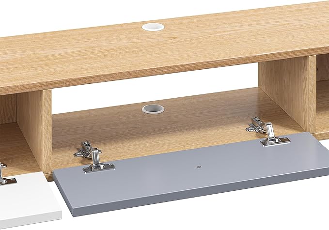 Modern Floating TV Stand with Doors, 47 Inch Wall Mounted TV Console,Floating Media Console Cabinet Under TV Shelf for Living Room Bedroom,Natural