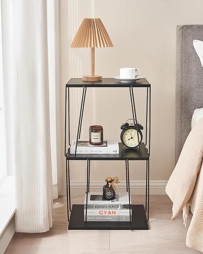 Tall Side Table, Small End Table, 29 inch High Accent Table, Bedside Table for Living Room, Bedroom and Office, Ebony Black