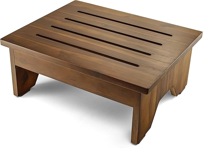 HOLANA 6.5" Wooden Step Stool for Adults (No Assemble Required) - 500 Lbs One Step Stools for High Bed Riser - Small Stepping Stool for Elderly, Seniors, Kid/Bathroom, Bed, Kitchen (Acacia Wood)