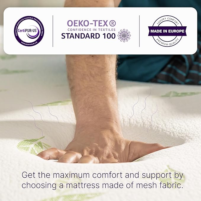 NapQueen Queen Size, 6 Inch Anula Green Tea Infused Memory Foam Mattress, Bed in a Box, CertiPUR-US Certified Mattress