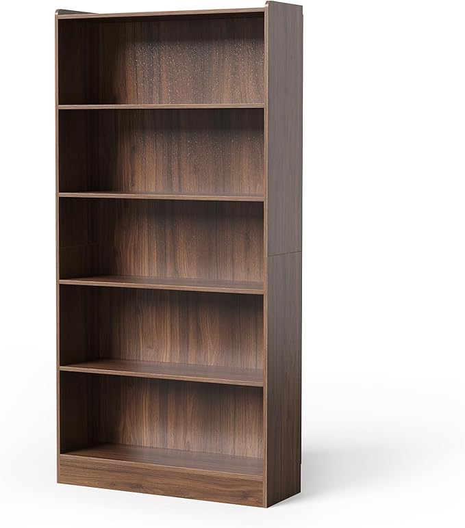 LITTLE TREE 72-Inch Tall Bookcase, 6-Tier Wooden Large Bookshelf, Wide Bookcase Bookshelves, Freestanding Modern Display Shelving Unit for Living Room, Bedroom, Office, Rustic Brown