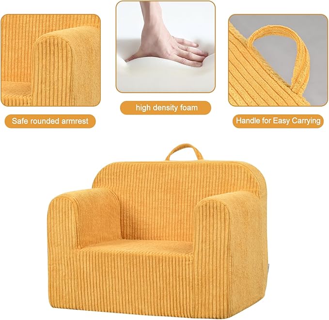 Getifun Kids Sofa, 2-in-1 Comfy Toddler Couch,Soft Sherpa Fold Out Toddler Chair for Boys and Girls (Yellow)