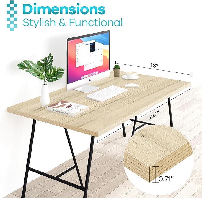 Kaboon Universal Tabletop 40"x18", Solid One-Piece Melamine Table Top, Double Desk L-Desk Floating Desk DIY, Home and Office Countertop, Oak/Grey Tone
