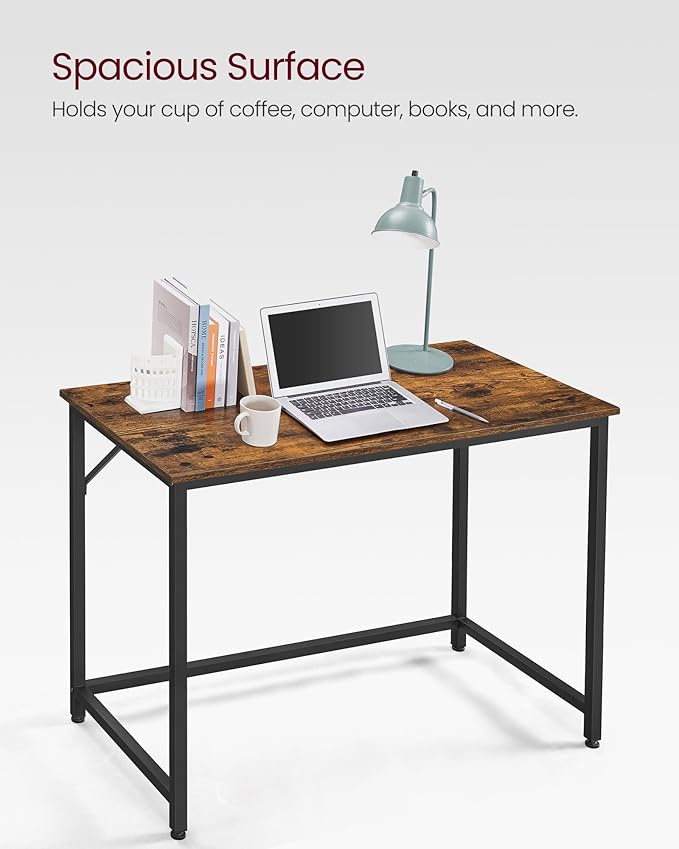 VASAGLE Computer Desk, Gaming Desk, Home Office Desk, for Small Spaces, 19.7 x 39.4 x 29.9 Inches, Industrial Style, Metal Frame, Rustic Brown and Black ULWD41X