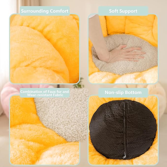 Pumpkin Bean Bag Sofa Chair for Adult, Beanbag Couch with Filler for Reading and Relaxation, Comfy and Lazy Sofa for Dorm, Apartment, Living Room and Bedroom, Orange