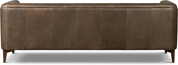 POLY & BARK Essex Leather Couch - 89-Inch Sofa with Tufted Back - Full-Grain Leather Sofa for Living Room with Feather-Down Topper - Living Room Couch - Vintage Italian Leather in Cocoa Brown