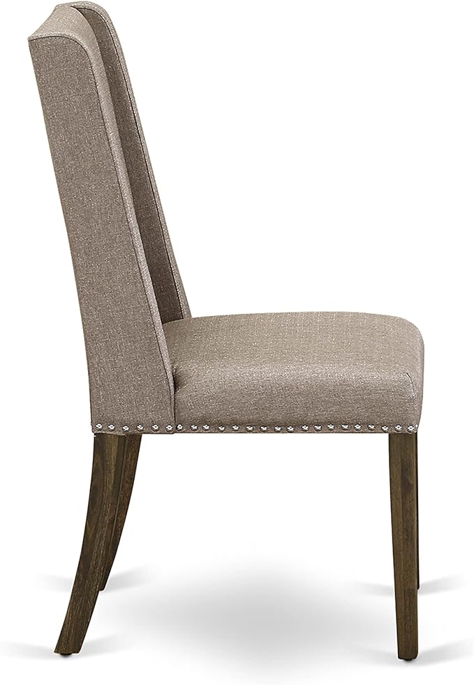 East West Furniture X777FL716-6 6 Piece Dining Table Set Contains a Rectangle Table with X-Legs and 4 Dark Khaki Linen Fabric Upholstered Chairs with a Bench, 40x72 Inch, Multi-Color