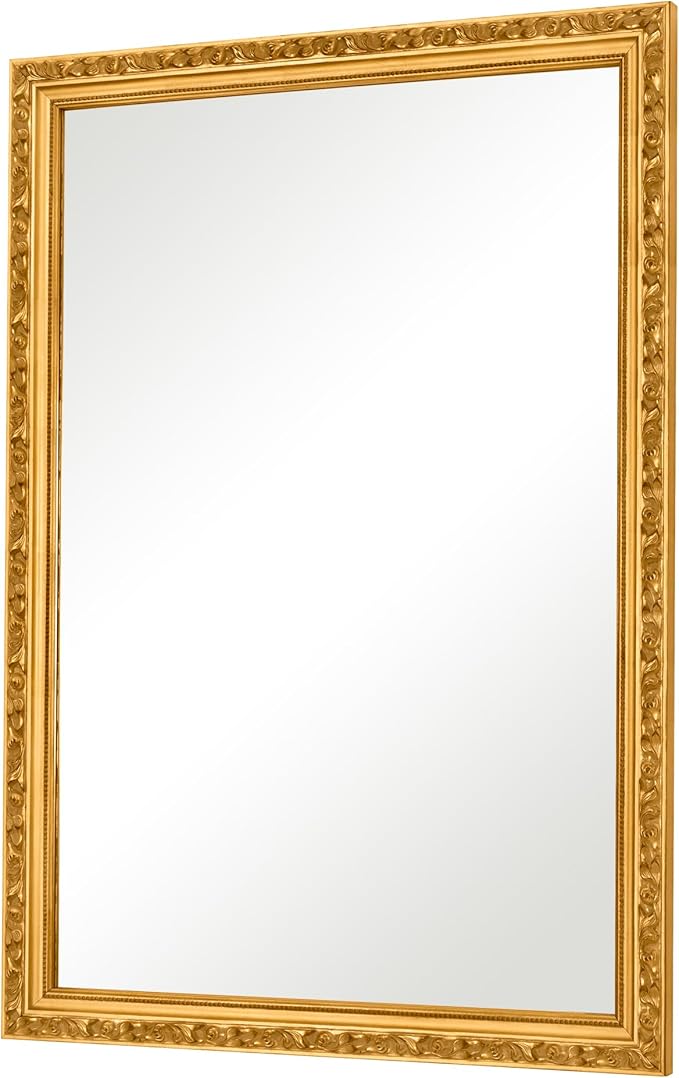 Gold Vintage Mirror, Traditional Antique Wall Mirrors with Ornate Gold Frame, Bathroom Decorative Mirrors for Wall Decor, 39.7'' x 27.9''