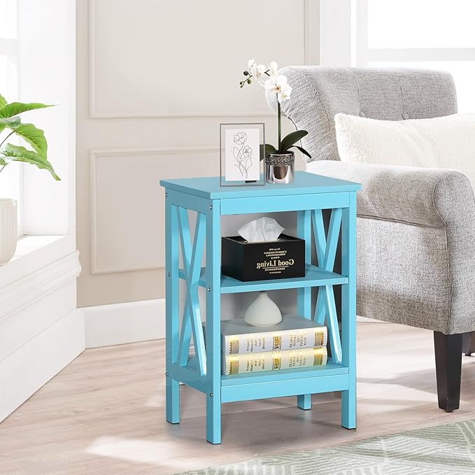 VECELO Modern Nightstands X-Design Side End Table Night Stand with Storage Shelf for Bedroom,Living Room,
