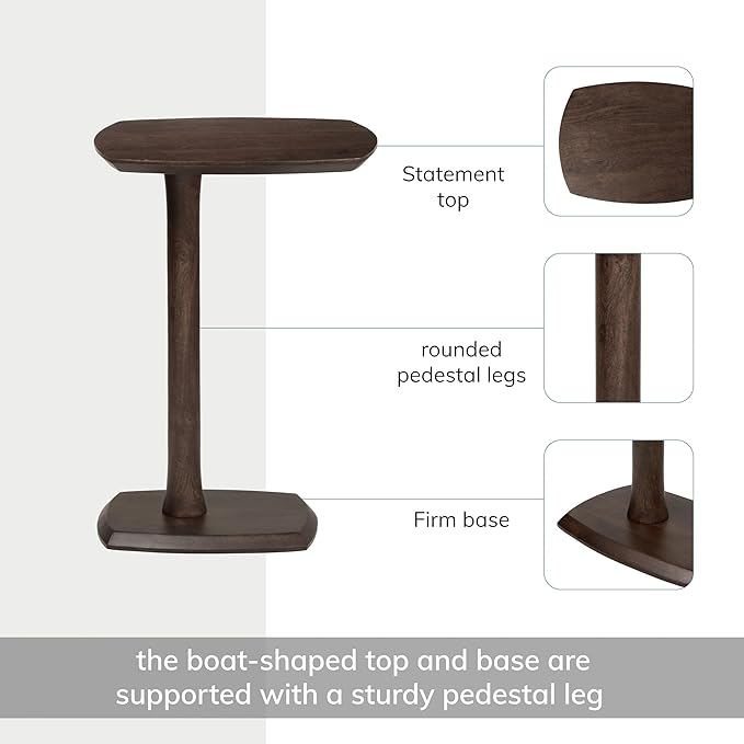 MH London Side Table - Stirling Wooden Modern C Shaped End Table - Exclusively Designed Hand Crafted Tables - End Table for Living Room, Bedroom Bedside Tables and Office