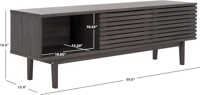 SAFAVIEH Aricia TV Stand for up to 65" Flatscreen – Distressed Black, 2 Sliding Doors with Interior Storage, 1 Open Shelf, Entertainment Media Console (MED9633E)