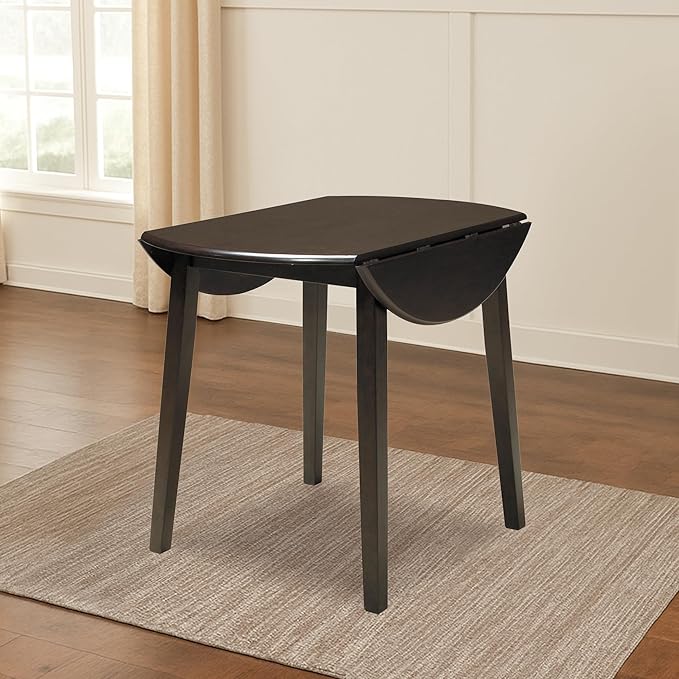 Signature Design by Ashley Hammis Round Dining Room Drop Leaf Table, Dark Brown