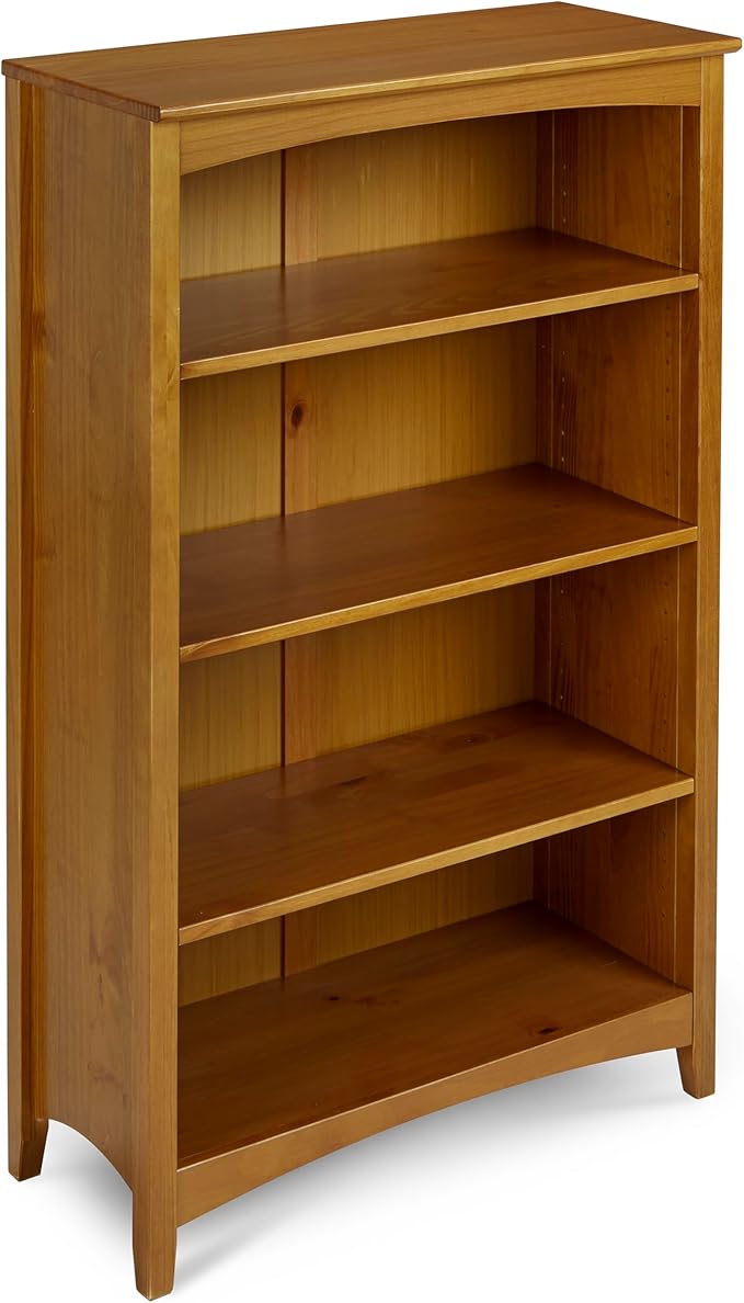 Shaker Style 4 Shelf Bookcase / Solid Wood / 48" High / Adjustable Shelving / Closed Back / Display Bookshelf for Living Room, Bedroom, Home and Office, Cherry