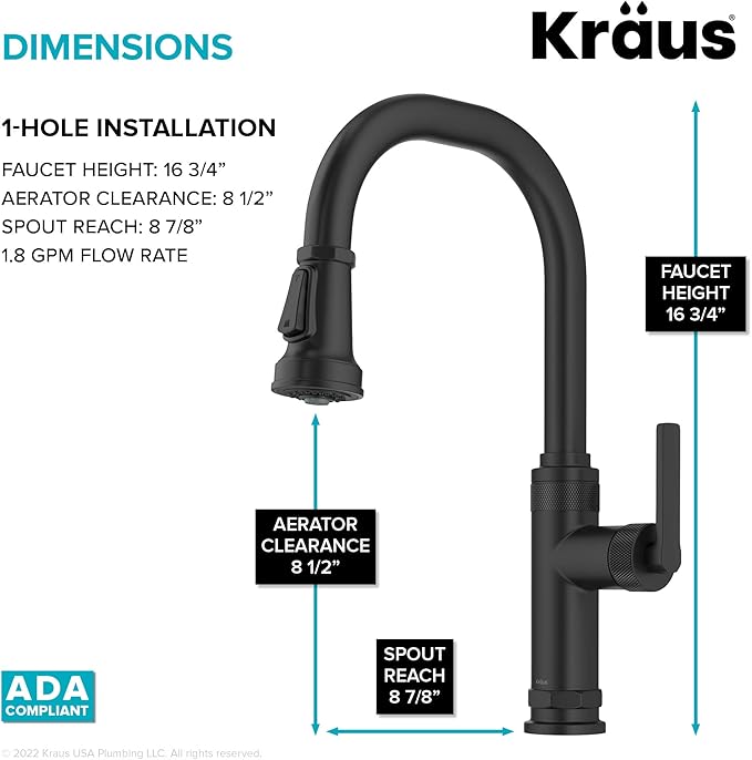 KRAUS Allyn Industrial Pull-Down Single Handle Kitchen Faucet in Matte Black, KPF-4102MB