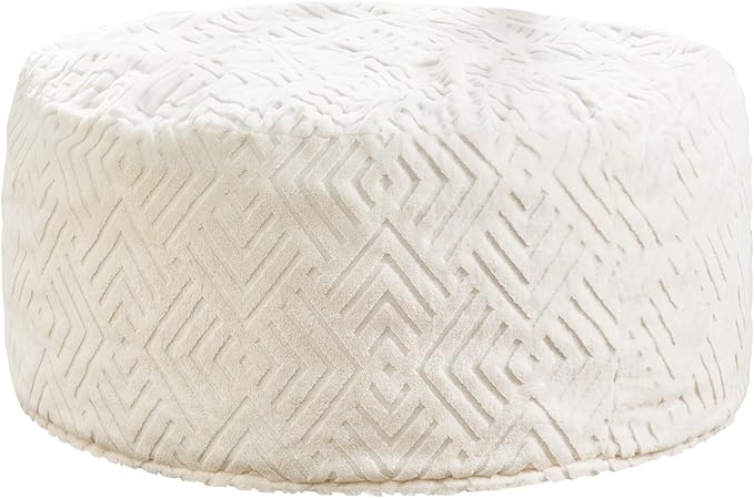 Hobestluk Bean Bag Chairs Adults Beanbag Chair with Filler Large Bean Bags with Fluffy Embossed Cover, Giant Bean Bag Chairs for Adults (White, 4FT - 44” x 44” x 24”)