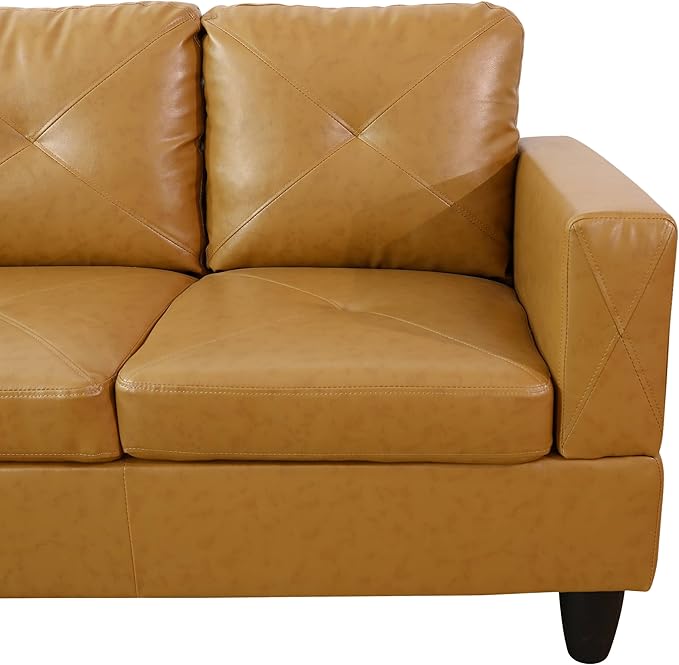 NicBex Sectional Couch 3 Pieces Sofa Set with Left Chaise Faux Leather L Shaped Cloud Couch for Living Room Furniture Sets with Storage Ottoman, Modular Sofa for Living Room & Apartment, Ginger