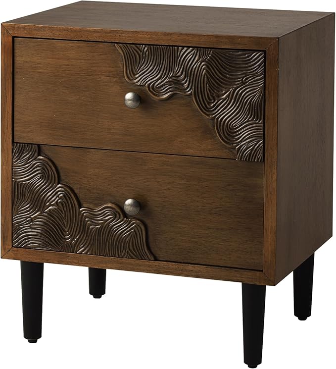 COSIEST Modern Nightstand with 2 Storage Drawers, Mid Century End Table, Accent Side Table, Vintage Wood Luxury Night Stand for Bedroom, Living Room, Walnut