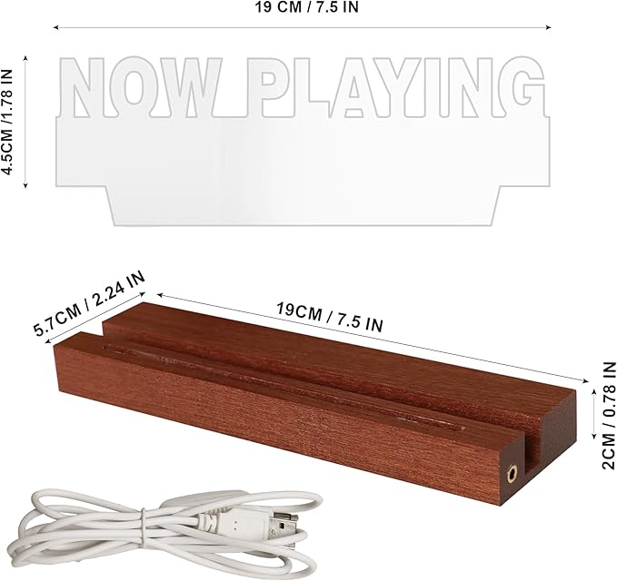 Now Playing Vinyl Record Stand Wall Mount, Light up Record Holder, Wooden Acrylic Display with Warm White Lights for Albums, Room Decor, for Vinyl Lovers