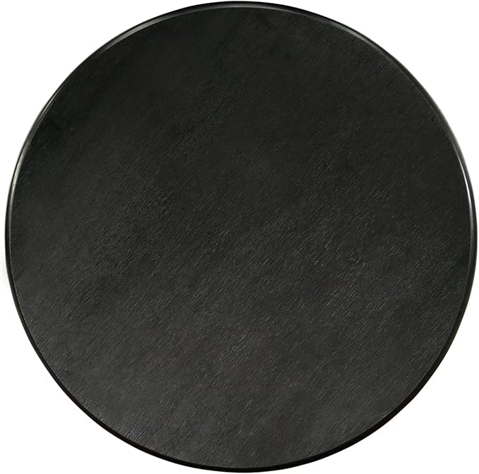 East West Furniture ANGA5-ABK-24 5 Piece Dining Table Set for 4 Includes a Round Kitchen Table with Pedestal and 4 Black Linen Fabric Parsons Dining Chairs, 36x36 Inch, Wirebrushed Black