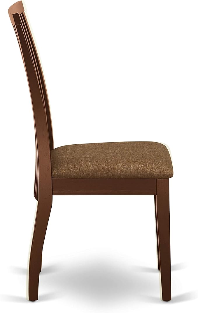 East West Furniture CAIP6-MAH-C 6 Piece Modern Dining Table Set Contains a Rectangle Wooden Table and 4 Linen Fabric Upholstered Chairs with a Bench, 36x60 Inch, Mahogany