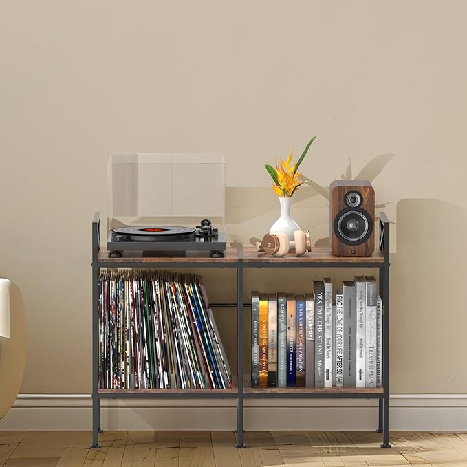 Vinyl Record Storage,Record Player Cabinet,Record Player Stand with Vinyl Storage,Up to 200 Albums,Stereo Cabinet for Living Room,Bedroom,Brown