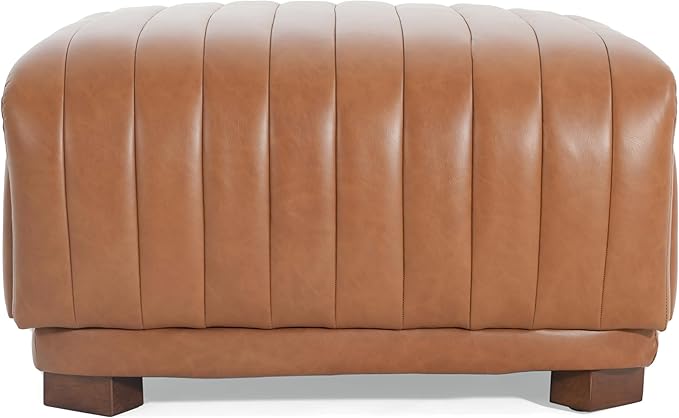 Christopher Knight Home Reyno Upholstered Ottoman with Storage for Living Room, Faux Leather Storage Ottoman Foot Rest with Side Drawers, Modern Square Coffee Table with Wooden Frame, Brown