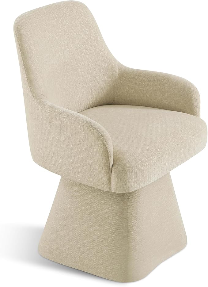 Swivel Dining Chairs Set of 4, Mid Century Modern Chairs Fabric Upholstered Armchair with Armrest & Ergonomic Backrest for Dining Room, Kitchen, Bedroom, Living Room, Sand, 4 Boxs