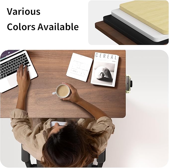 Mobile Walking Pad Desk with Wheels, Pneumatic Small Rolling Standing Desk Riser Height Adjustable (28-43.7") for Treadmill, Portable Computer Table for Home Office, Black Walnut