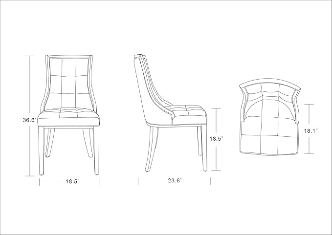 Manhattan Comfort Fifth Avenue Velvet Dining Chairs, Parsons Accent Furniture with Padded Wingback Seat, Fine Rectangular Stitching and Solid Beech Wood Frame, Set of 2, Antique Gold