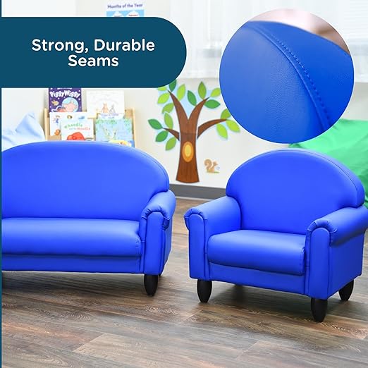 Children's Factory As We Grow Chair and Couch, Blue, CF805-309, Flexible Classroom Seating, Toddler Nursery Décor, Kids Playroom or Daycare Furniture