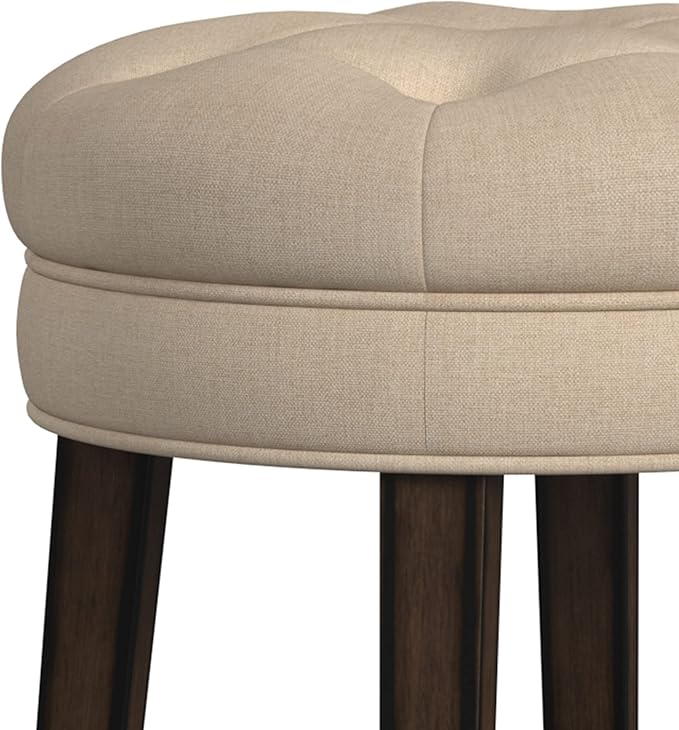 Hillsdale Krauss Backless Swivel Counter Stool, Charcoal Gray Finish with Linen Stone Fabric