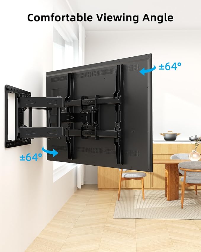 HOME VISION TV Wall Mount for 32-70 Inch TV with Soundbar Bracket, Full Motion TV Bracket with Articulating Dual Arms, Swivel and Tilt, Fits 8" 12" 16" Stud, Max VESA 400X400mm, Up to 132lbs